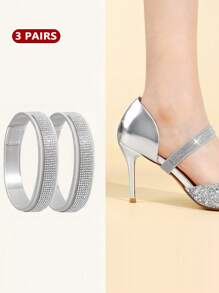 鞋跟防滑贴纸配件，适用于乐福鞋、平底鞋、高跟鞋、船鞋，弹性水钻鞋带，凉鞋配件，女士高跟鞋，黑色浅口鞋 - 彩色 - 查看 29