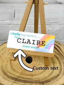 1pc Acrylic "Hello My Name Is" Customized Name Badge, Personalized With Your Profession, Rainbow Badge, High-Definition Printing, Fade-Resistant
