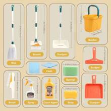 Colorful Children's Cleaning Set - Play House Cleaning Tool Kit With Dustpan, Broom, Bucket, Mop, Etc. Suitable As Birthday Gift For Boys And Girls, Housework Role Play, Imaginative Toy