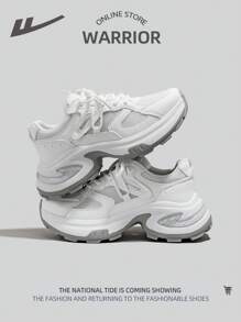 WARRIOR 1 Pair Women's Mesh Breathable Lace Up Thick Sole Versatile Low-Top Outdoor Casual Chunky Sneakers