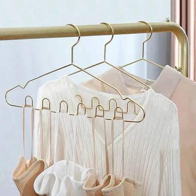 1pc Stainless Steel Bra Strap, Tie Organizer & Wavy Clothes Hanger, Multi-Tier Wardrobe Closet Rack For Home, Dorm