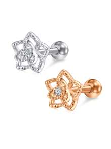 16G 不锈钢耳钉，耳屏穿孔饰品，花朵人造蛋白石方晶锆石耳钉，优雅耳骨套装，适合男女日常佩戴 - 彩色 - 查看 8