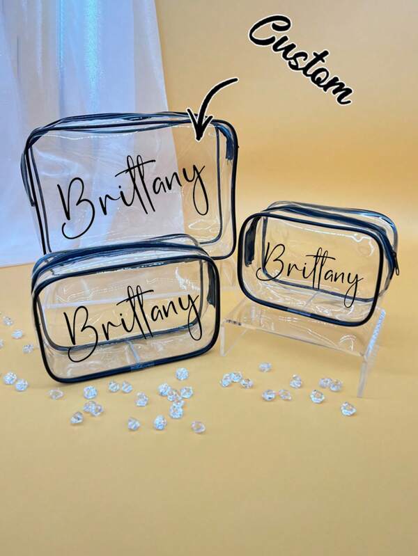 Custom Transparent Makeup Bag Storage Bag Simple Ins Style Portable Portable Waterproof Travel Makeup Toiletry Bag, Makeup Bag