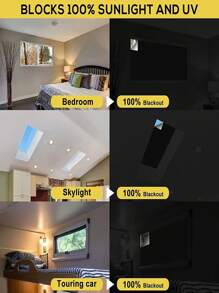 Cortinas opacas, tela opaca negra y plateada, adecuada para guardería, dormitorio, dormitorio universitario, viajes, con adhesivo doble cara