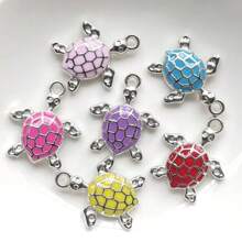 10 piezas Colgantes de tortuga de 28x24mm de acrílico de colores para hacer joyas DIY, descubrimientos, pulseras y accesorios de pendientes