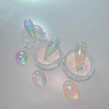 0.2g/Box Nail Powder Pearl Rubbing On Nails Aurora Pink Chrome Dust Nail Art White Moonlight Mirror Glitter Manicure Holographic Powder Nail Art Decoration