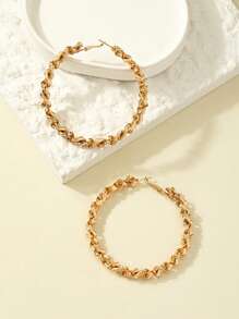 1 Pair Fashionable Minimalist Geometric Enamel Hoop Earrings, Suitable For Daily Wear