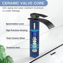Robinet de lavabo cascade à large ouverture en acier inoxydable avec poignée unique pour évier chaud et froid