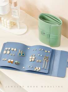 1 件珠宝收纳卷，42 对耳环收纳盒，创意珠宝耳环收纳书，便携式珠宝袋，耳环盒礼物女士女孩 - 彩色 - 查看 2