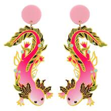 1 paire de boucles d'oreilles en acrylique à motif de gecko mode, convenant pour un port quotidien pour femmes