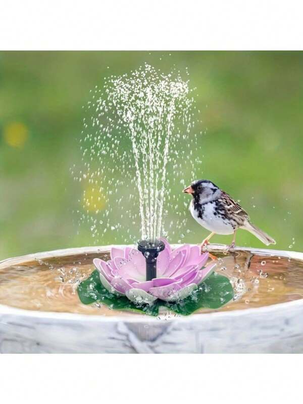 Fuente flotante de loto alimentada por energía solar con 6 boquillas - Fuente de jardín multifunción, decoración de baño para pájaros de alta calidad, alimentada por energía solar, instalación sin herramientas, adecuada para estanques, patios, decoración exterior
