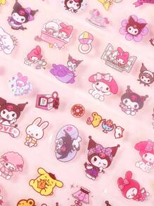 Sanrio 100 pezzi/scatola Adesivi per scrapbooking, adesivi divertenti per bambini per DIY e planner, materiali decorativi per adesivi, cancelleria carina, adatti per studenti, forniture scolastiche, ritorno a scuola