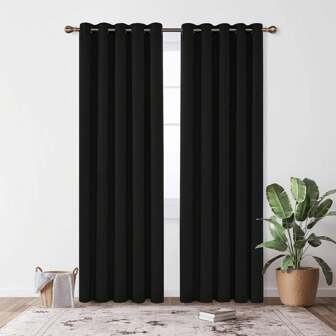 1pc Solid Color Curtains, Grommet Top Decorative Window Drapes, Window Treatments For Bedroom Living Room, Home Decoration, Room Decoration