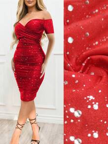 Women Elegant Sexy Off Shoulder Ruched Bodycon Party Cocktail Mini Dress, Wedding Guest Dress - View 1