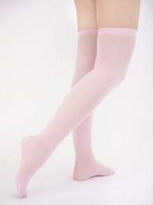 1 Pair Multi-Color Velvet Over-The-Knee High Socks, Fashion & Versatile, Spring And Autumn