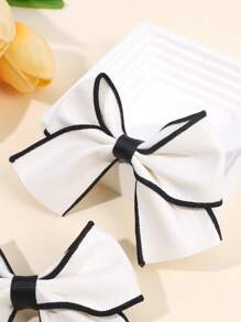 2 peças laços de cabelo brancos para meninas elegantes grampos de cabelo branco cor sólida grampos de cabelo de laço branco para todas as estações grampos de jacaré simples para meninas acessórios de cabelo para festa de fim de ano para crianças e bebês - Branco - Ver 4