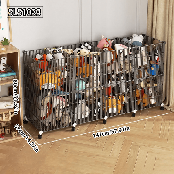 Plush Doll Storage Bucket With Wheels, Cartoon Character Organizer Rack, Iron Art