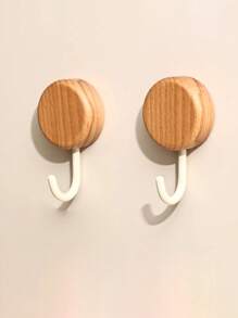 1 pieza/2 piezas/4 piezas Ganchos de pared de madera elegantes y adhesivos - Perchero decorativo de pared de gran resistencia para sombreros y abrigos, adecuado para toallas, llaves y accesorios - Soporte de almacenamiento de gancho único de moda, ideal para decoración del hogar, perchero de sombreros, toallero - Multicolor - Ver 9