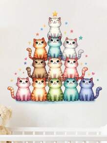 1PC Happy Healing Cat Decorative Wall Sticker Gifts Birthday Graduation Room Decor Home Decor Wall Decor Bathroom Decor Bedroom Decor Room Decoration Stuff Living Room Decor House Decor Home Decor Living Room Wall Art Wall Paper Stickers Personalised Stickers