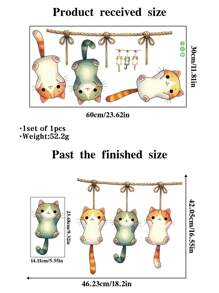 1PC Happy Healing Cat Decorative Wall Sticker Gifts Birthday Graduation Room Decor Home Decor Wall Decor Bathroom Decor Bedroom Decor Room Decoration Stuff Living Room Decor House Decor Home Decor Living Room Wall Art Wall Paper Stickers Personalised Stickers