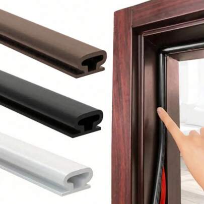  6M Roll 10*6mm TPE Windproof & Soundproof Self-Adhesive Door Seal Strip, Arched Luxury Solid Color Door Frame Seal, Trimmable & Easily Adhesive