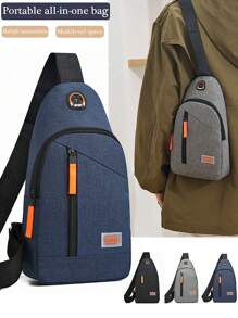 Large Capacity Men's Backpack Fashion Simple About Color Contrast Casual Crossbody Bag Business Shoulder Practical Chest Bag Suitable For Teen Summer Casual Outdoor Athletic Or Vacation Travel Or Graduation Gifts Or Birthday Dress Accessories - View 1