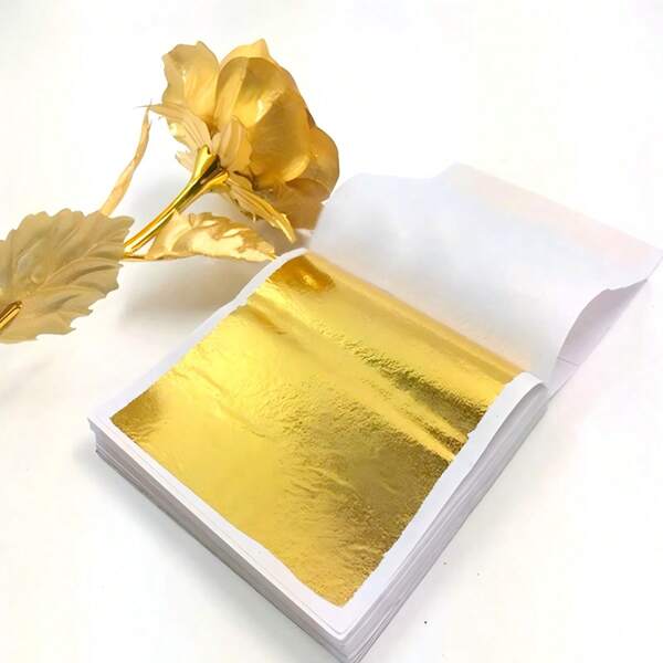 500 piezas de papel de lámina de imitación de oro de alta calidad, manualidades DIY, decoraciones para techos, fiestas de cumpleaños, postres, hornear pasteles, envasado de confitería