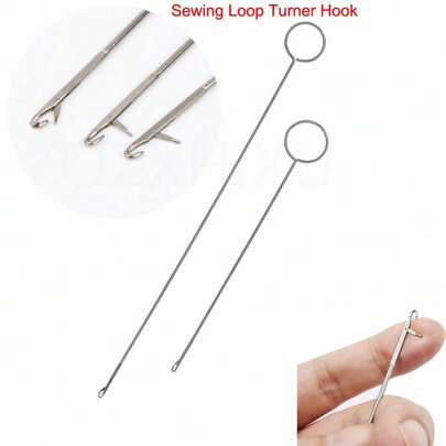1pc Sewing Loop Turner Hook Long Loop Turner Tool With Latch For Fabric Belts Strips DIY Knitting Accessories