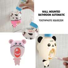 Dispensador de pasta de dientes, soporte para cepillos de dientes que ahorra espacio montado en la pared, exprimidor automático de pasta de dientes para decoración del baño en el hogar, decoración de otoño, de vuelta a la escuela