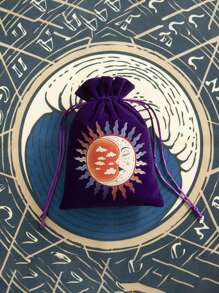 1/6pcs Hot Stamping Velvet Drawstring Pouches - Jewelry Bag - Polyester Tarot Pouch With Astrological, Celestial, And Tree Of Life Designs - Multipurpose Storage For Jewelry, Dice, Cosmetics - Perfect Gift For Travelers & Occult Enthusiasts - A2 - View 16