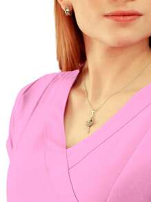 U4U Uniforms Filipina Dama Cuello V Cruzada Con Elastico En Espalda - Rosa Pálido - Ver 10