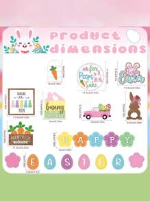 21 Piece Set Of Easter Bunny Layered Tray Decoration, Farmhouse Layered Tray Decoration, Easter Happy Bunny Carrot Wooden Logo, Spring Country Bunny Decoration, Suitable For Family Dining Table, Fireplace Rack, Church Party