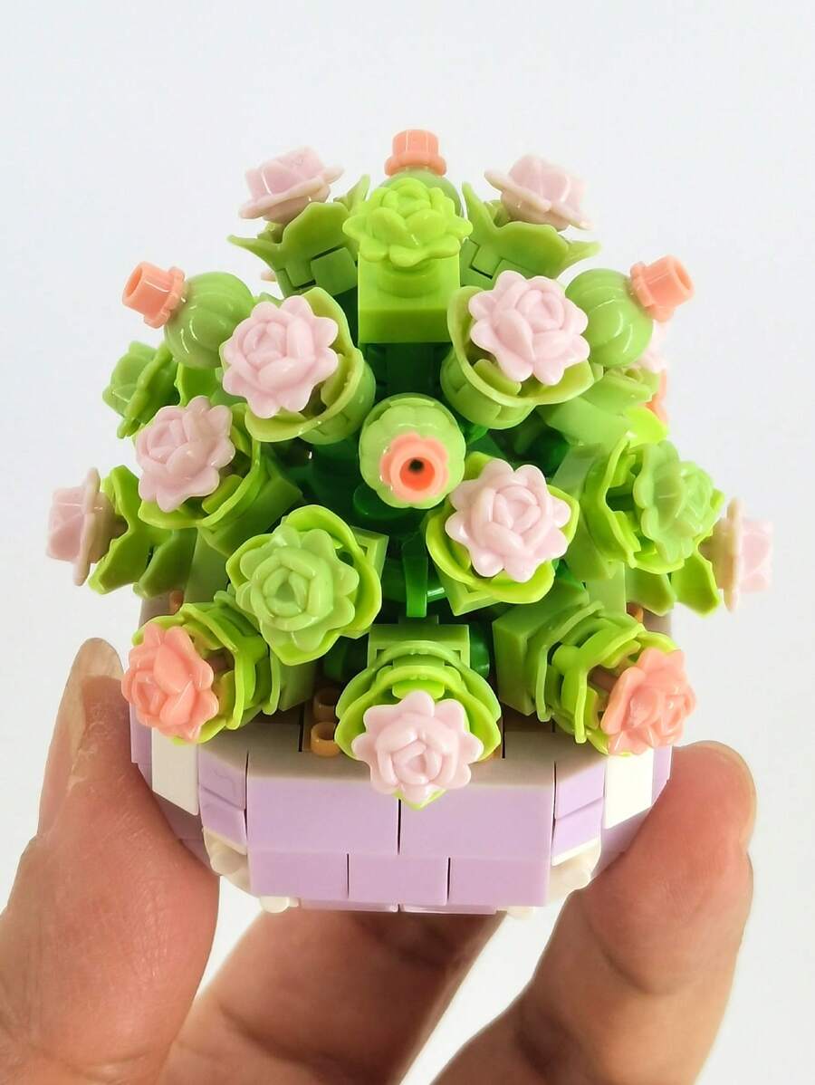 Educational Building Blocks Toy, Creative 3D Potted Flower & Succulent Plant Puzzles, Ideal Gift For Kids And Friends