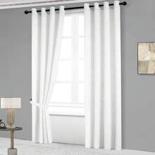 Farfallarossa 半透明金色浮雕窗帘（140*280厘米，1片）适用于卧室和客厅。透气，透入柔和光线，确保良好的通风，易于打理，为您的家增添时尚气息。 - 漂白 - 查看 1