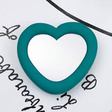 1 pieza Espejo de silicona con forma de corazón y soporte retráctil para teléfono con ventosa, conveniente para retoques de maquillaje, compatible con iPhone, Android, regalo para cumpleaños, familia y amigos, soporte y accesorios para teléfono