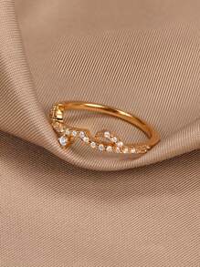 1 件时尚休闲简约奢华微镶嵌锆石 18K 镀金阿拉伯爱情宣言迷人戒指，适合女性作为情人礼物、日常/派对/节日佩戴、精美珠宝生日/节日礼物 - 白鑽 - 查看 6