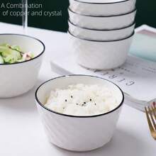 1. Bol Diamant Noir de Luxe Nordique, Bol Diamant Rose, Bol à Motif Diamant, Bol à Dîner/Soupe/Pâtes de 12,7 cm, Set de 1 pièce/2 pièces/4 pièces, Bol en Céramique Profond, Microwave-safe, Vaisselle de Maison Élégante et Épaisse