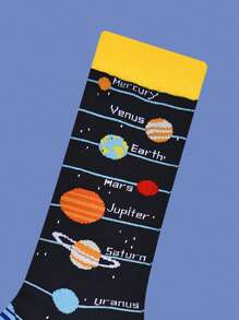 1 Pair Unisex Fashionable Creative Pattern Mid-Calf Socks, Fall - Multicolor - View 4