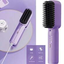 NetHong Rechargeable Mini Hair Straightener, Portable Cordless Hair Straightener Comb - Purple - View 5