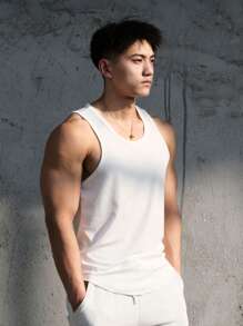 Heavy Thick American Style Waffle Knit Tank Top, Vintage Fitness Compression Activewear, Cotton Ribbed Muscle Tee Sleeveless Tops For Summer