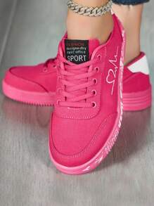 Women's Fashion Low-Cut Casual Sport Shoes, Solid Color Skate Sneakers For Outdoor Casual Walking