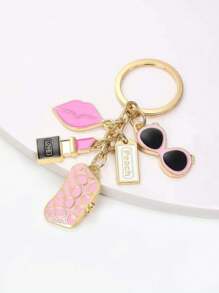 1pc Gold Lipstick Keychain, Suitable As A Gift