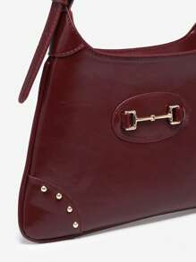 1 Pc Vintage Simple Hook Decoration Mohair Suede Shoulder Adjustable Strap Crescent Bag, Suitable For Dating, Outing, Party