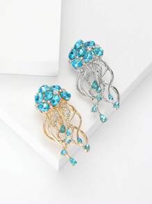 Spilla con strass a forma di medusa di moda per donna, spilla a forma di vita marina, accessorio per abito, spilla da decorazione per festa, banchetti e regali
