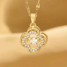 1 Peça Colar com Corrente Banhada a Ouro de Aço Inoxidável com Pingente de Zircônia Cúbica, Trevo da Sorte, Peixinho Dourado e Corações, para Mulheres, Meninas e Casais, Ideal para Uso Diário, Festas ou Festivais, Estilo Simples, da Moda e Retrô, Ins