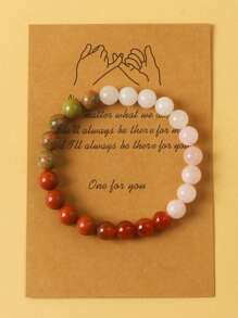 1pc/Fertility Bracelet - Healthy Pregnancy Bracelet 8mm Moonstone Healing Stone Beaded Jewelry Gift 1pc Fertility Bracelet - Healthy Pregnancy Bracelet Sun Stone Powder Crystal Beaded Bracelet Female Mother-To-Be Jewelry Gift - Multicolor - View 7