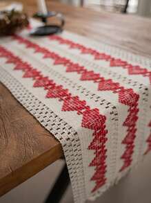 1 件法式浪漫简约心形桌旗，适用于咖啡桌、电视柜、卧室床头柜、厨房/餐桌、家庭聚会的矩形装饰 - 彩色 - 查看 3