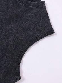 Accompanying Me: Extreme Sports Silhouette "Print Pattern, Solid Color High-Quality Vest Shoulder, Made Of 230g Washed Pure Cotton Fabric, Comfortable Texture, Is An Ideal Choice For Daily Wear, Daily Casual Vest - Black - View 4