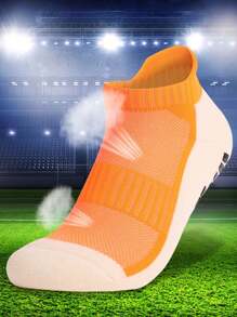 1/3/6 Pairs Men's Anti-Slip Dotted Soccer Socks, Short Breathable Sweat-Absorbent Thick Terry Cushion Mesh Ear Socks, Sports Training Socks, Fall - Multicolor - View 3