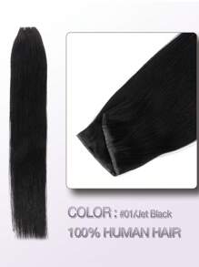 PU夹式接发，真人发，雷米发，1B自然黑直发，隐形PU夹式接发，真人发接发 - 彩色 - 查看 43